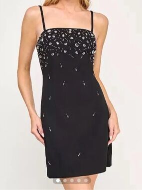BCX - Black Beaded Spaghetti Strap Dress NWT- Juniors Size M